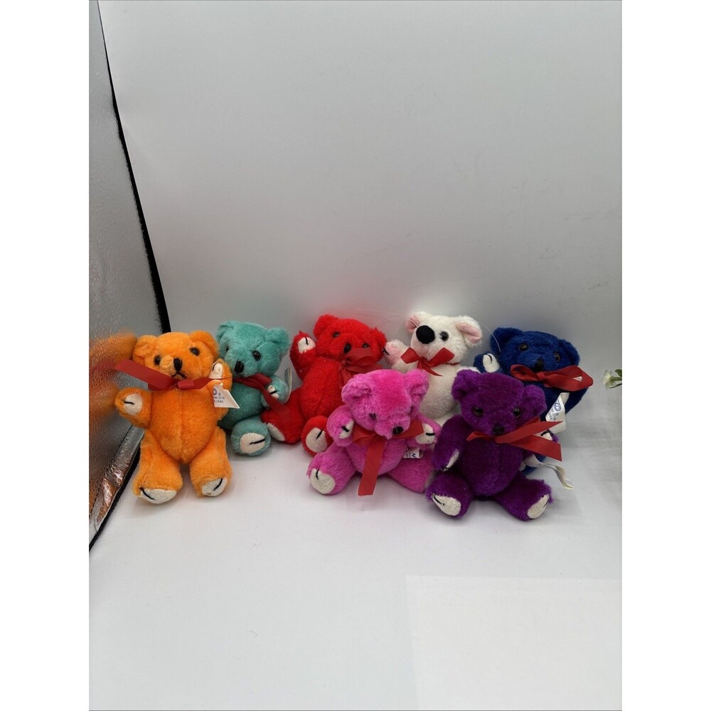Nanco Teddy Bears Lot Of 7 Jointed Moveable 5" Miniature Stuffed Toy Gift Preown